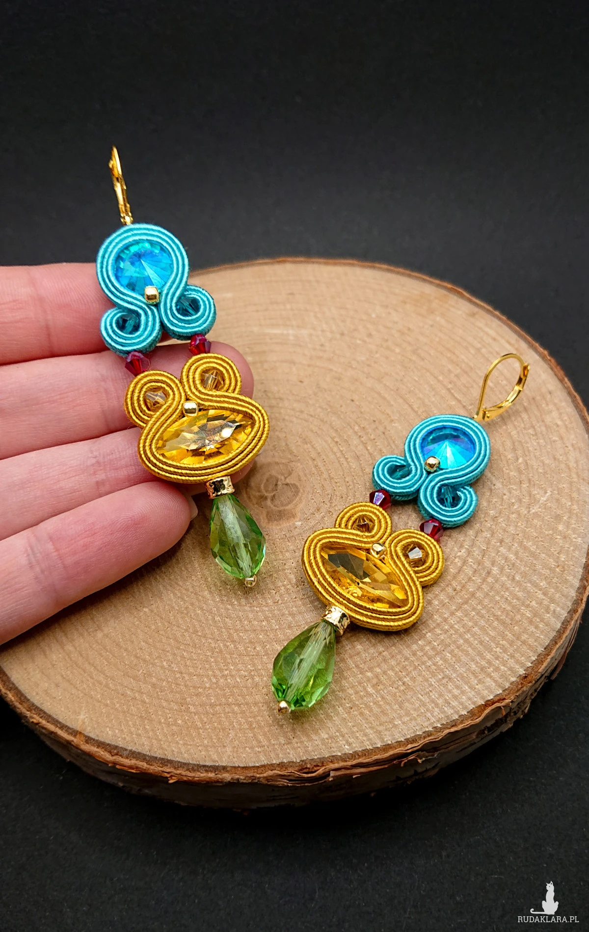 KOLOROWE KOLCZYKI SUTASZ Z KRYSZTAŁKAMI 9